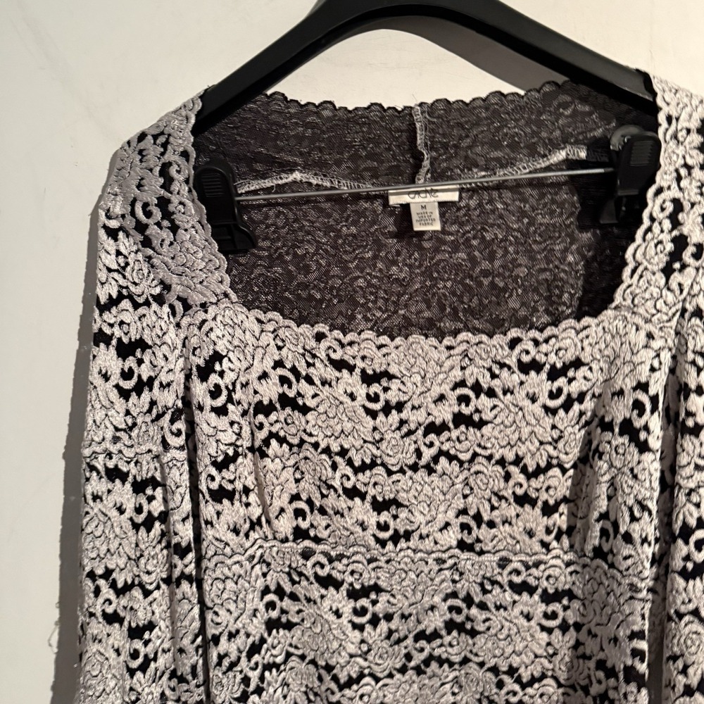 Y2K Cache Medium Square Neck Top Lace Floral Whimsigoth Boho Romantic